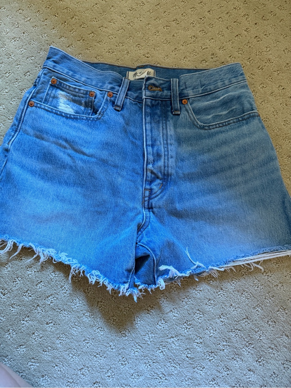 Madewell Light Blue High-Rise Dadjean Shorts